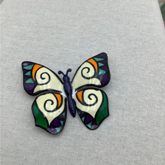 Vintage German Enamel Butterfly Brooch - Picture 5 of 6